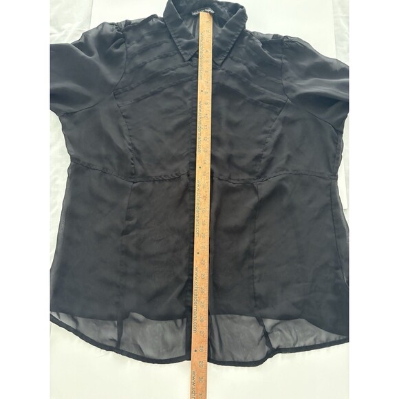 Madison Paige Blouse Size 1X Black Sheer Button Front Whimsigoth Witchy Romance - Picture 6 of 16